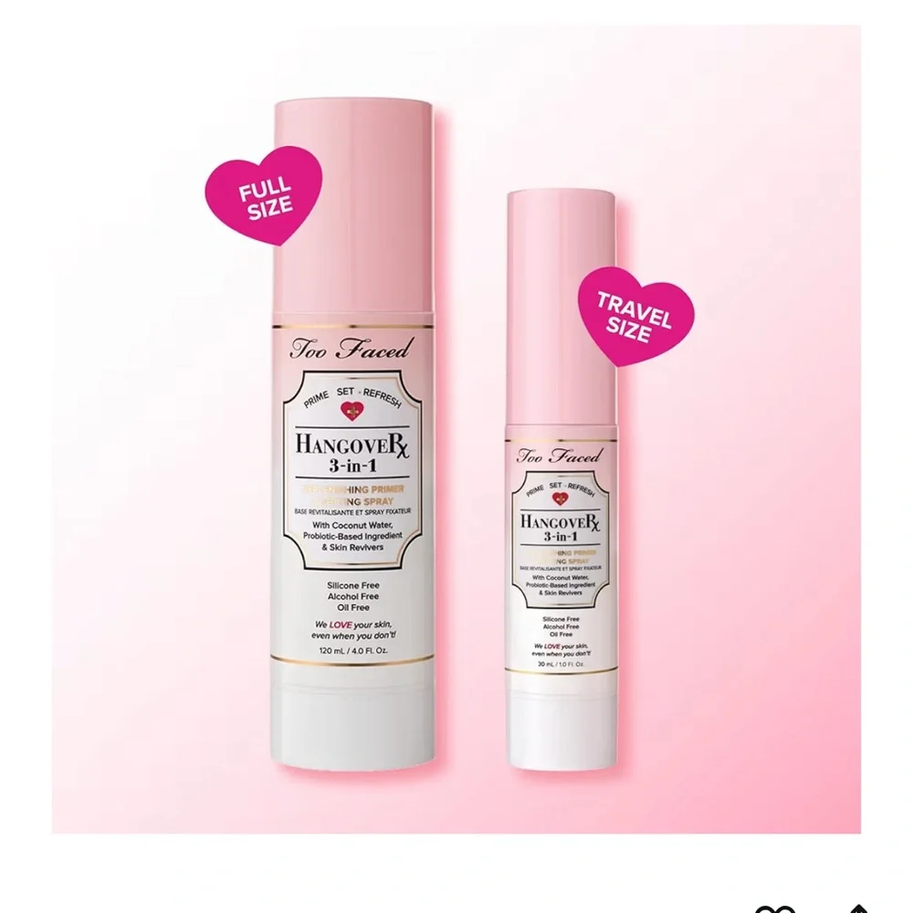 Too Faced Hangover 3 in 1 Hydrating Replenishing Primer &Setting Spray 30 ml NEW